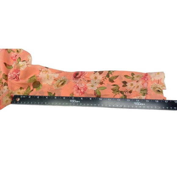KUT FROM THE CLOTH Women Jasmine Top Size XS Orange Sheer Casual Floral 68-9 - Picture 9 of 13